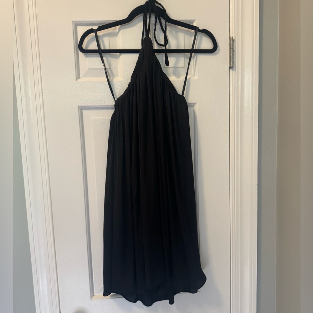 NWT Naked Zebra Black Halter Mini Dress Braided Strap